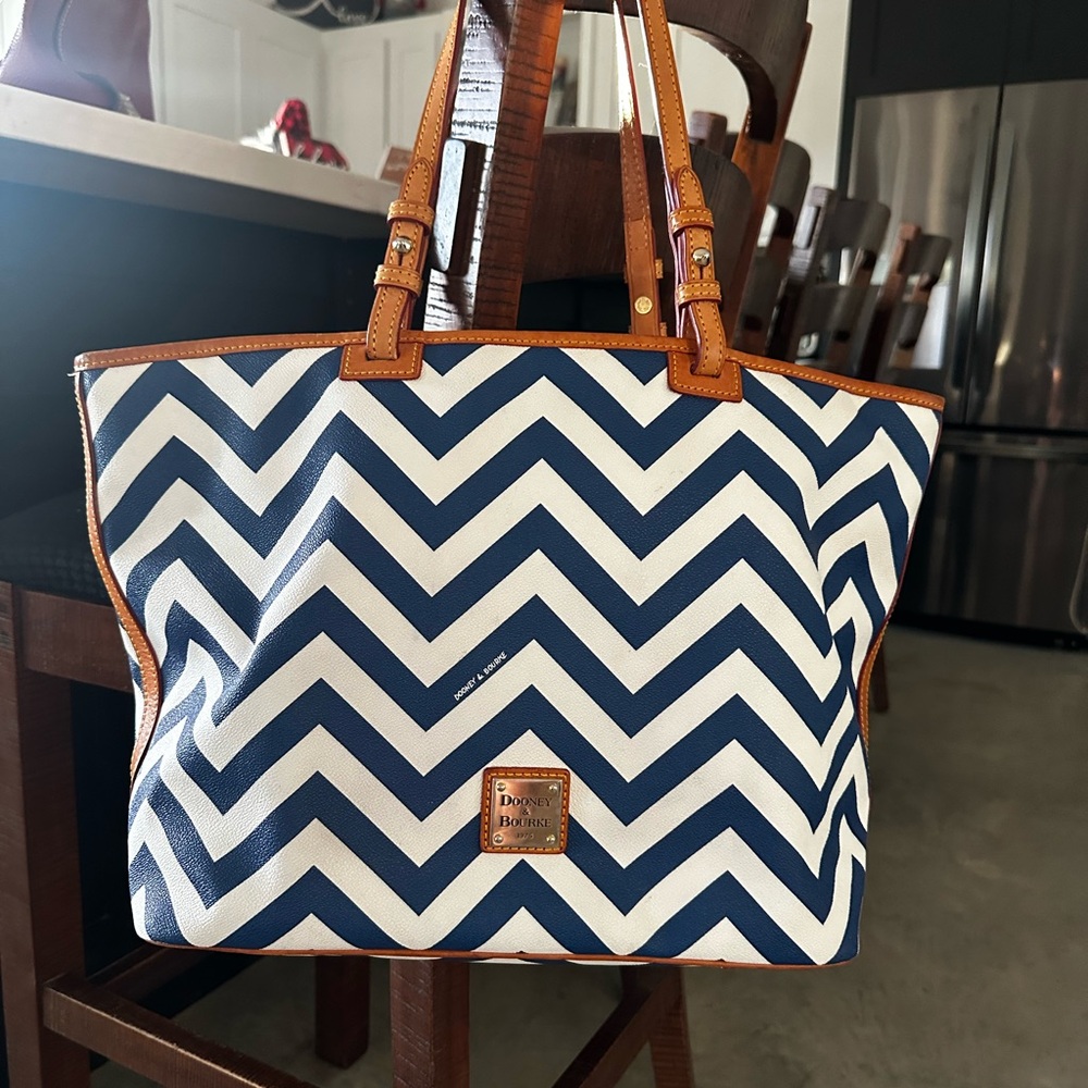 Dooney & Bourke Blue and White Chevron Tote